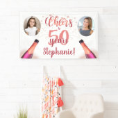 Birthday CHEERS TO # YEARS Roos Gold 2 Foto Spandoek (Insitu)