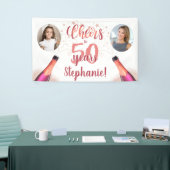 Birthday CHEERS TO # YEARS Roos Gold 2 Foto Spandoek (Beurs)