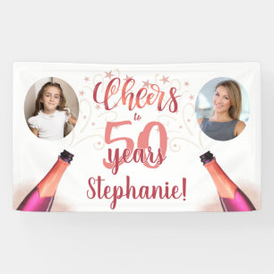 Birthday CHEERS TO # YEARS Roos Gold 2 Foto Spandoek