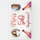 Birthday CHEERS TO # YEARS Roos Gold 2 Foto Spandoek (Verticaal)