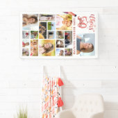 Birthday CHEERS TO # YEARS Roos Gold Photo Collage Spandoek (Insitu)