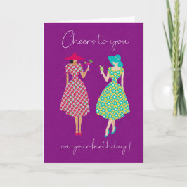 Birthday Cheers Women with Drinks Card Kaart