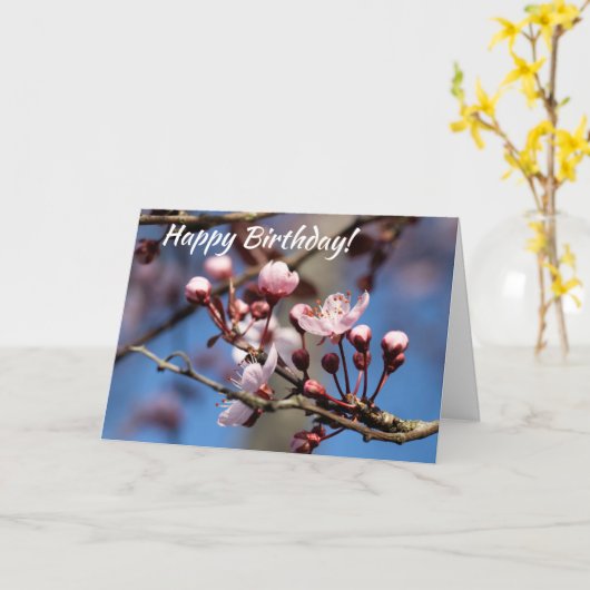 Birthday Cherry Blossom Kaart (Gele Bloem)
