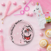 Birthday Cherry Cupcake Doodle op roze Papieren Bordje (Feest)