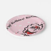 Birthday Cherry Cupcake Doodle op roze Papieren Bordje (Gekanteld)