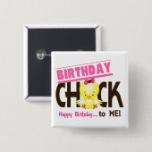 Birthday Chick 1 Vierkante Button 5,1 Cm (Voorkant /achterkant)