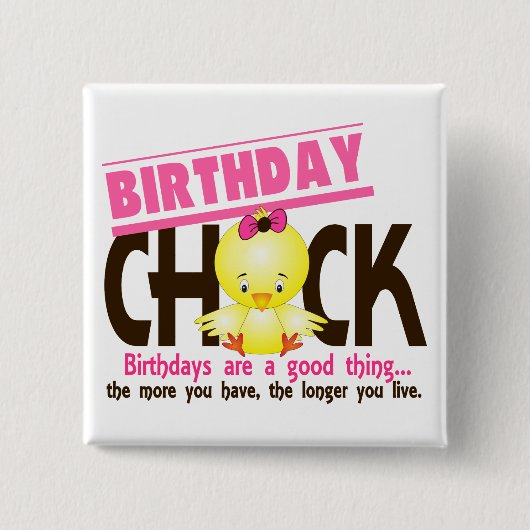 Birthday Chick 4 Vierkante Button 5,1 Cm (Voorkant)