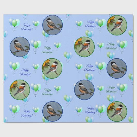 Birthday - Chickadees Cadeaupapier (Vlak)