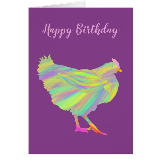 Birthday Chicken Colorful Boerderij Hen Illustrati (Voorkant)