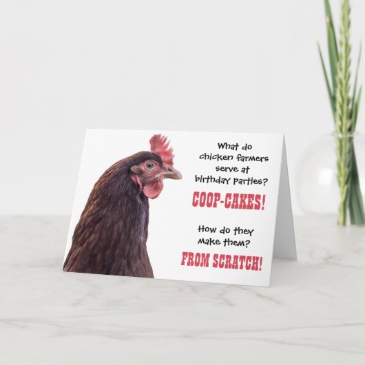 Birthday Chicken Jokes met Hen-fotokaart Kaart (Voorkant)