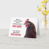Birthday Chicken Jokes met Hen Photo Kaart (Gele Bloem)