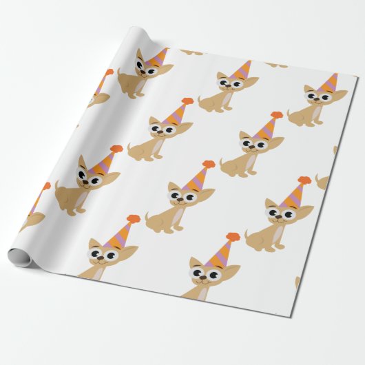 Birthday Chihuahua Cadeaupapier (Uitgerold)