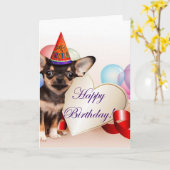 Birthday Chihuahua dog Kaart (Gele Bloem)
