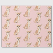 Birthday Chihuahua Dog Pink Party Pet Cadeaupapier (Vlak)