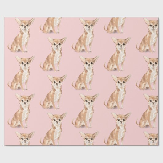 Birthday Chihuahua Dog Pink Party Pet Cadeaupapier (Vlak)