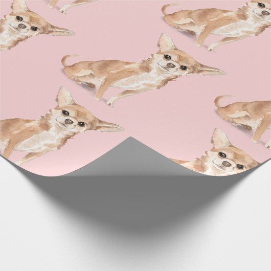 Birthday Chihuahua Dog Pink Party Pet Cadeaupapier (Hoek)
