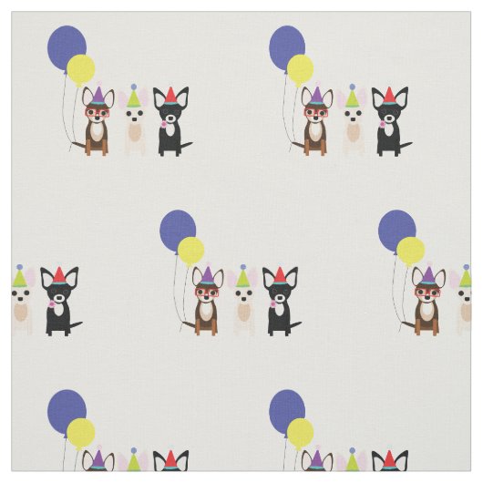 Birthday Chihuahua Fabric Stof (Swatch)