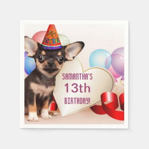 Birthday Chihuahua-hondenpapier Servet