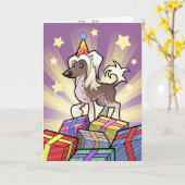Birthday Chinese Crested (haarloos) Kaart (Gele Bloem)