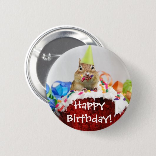 Birthday Chipmunk Ronde Button 5,7 Cm (Voorkant /achterkant)