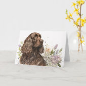 Birthday Chocolate Cocker Spaniel Kaart (Gele Bloem)