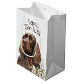Birthday Chocolate Cocker Spaniel Medium Cadeauzakje (Voorkant Gekanteld)