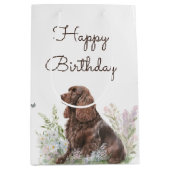 Birthday Chocolate Cocker Spaniel Medium Cadeauzakje (Voorkant)