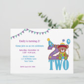 Birthday Clown Beer, Two, Birthday Invitation Kaart (Staand voorkant)