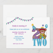 Birthday Clown Beer, Two, Birthday Invitation Kaart (Voorkant / Achterkant)