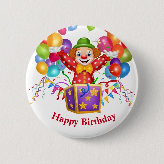 Birthday Clown Button Pin (Voorkant)