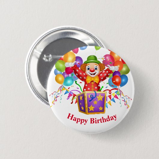 Birthday Clown Button Pin (Voorkant /achterkant)