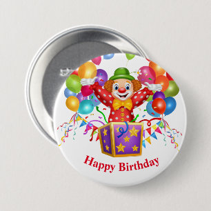 Birthday Clown Button Pin