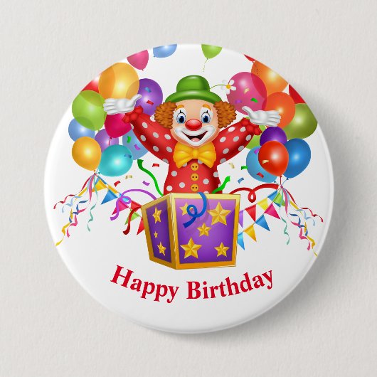 Birthday Clown Button Pin (Voorkant)