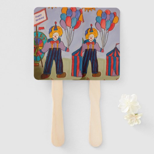 Birthday Clown Handwaaier (Voorkant en achterkant)