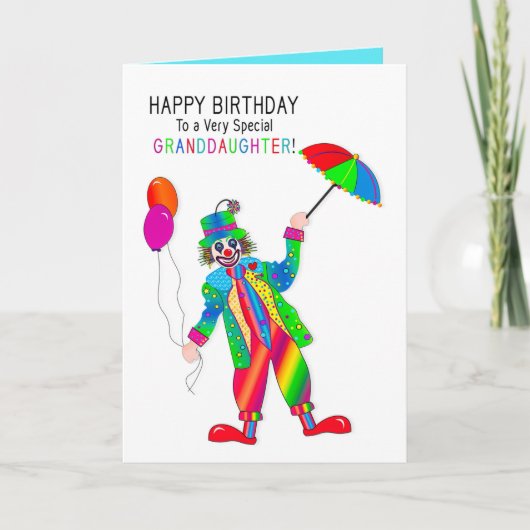 Birthday, Clown, kleindochter, Kaleidoscoop Group Kaart (Voorkant)