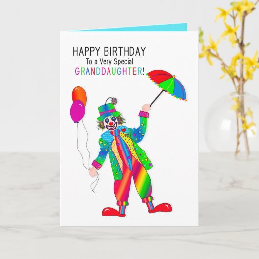 Birthday, Clown, kleindochter, Kaleidoscoop Group Kaart (Gele Bloem)