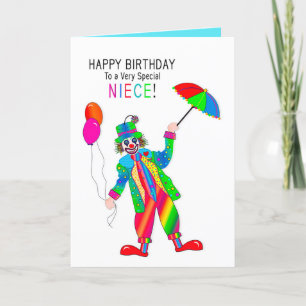 Birthday, Clown, Niece, Kaleidoscoop Collectie Kaart