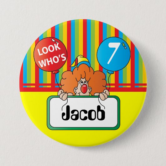 Birthday Clown | Personaliseren Ronde Button 7,6 Cm (Voorkant)