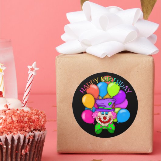 Birthday Clown unisex party sticker (Feest)