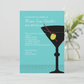 Birthday Cocktail Turquoise Martini en Merriment Kaart (Staand voorkant)