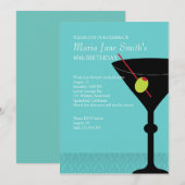 Birthday Cocktail Turquoise Martini en Merriment Kaart (Voorkant / Achterkant)