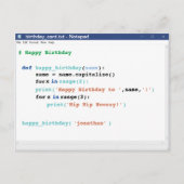 Birthday Coder Format Notitieblok Computer Program Briefkaart (Voorkant)