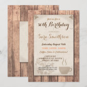 Birthday Coffee Friends Party Rustic Cafe Wood Kaart (Voorkant / Achterkant)