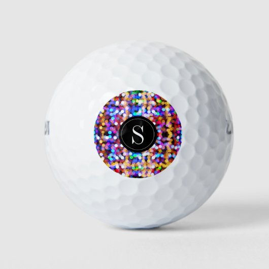 Birthday Colorful Bokeh Lights Monogram Initiaal Golfballen (Voorkant)