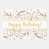 Birthday Colorful Confetti Streamers Gold Custom Inpakpapier Vel (Voorkant)