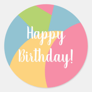 Birthday Colorful Pastels Happy Birthday Ronde Sticker