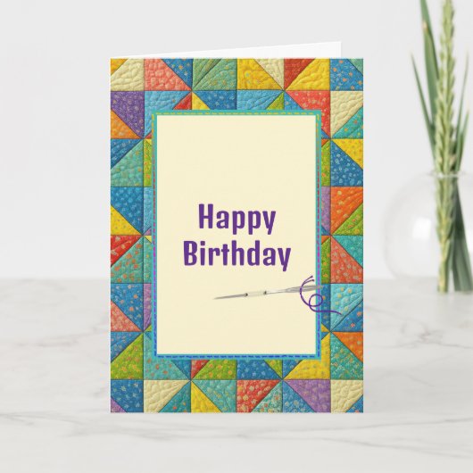 Birthday Colorful Pinwheel Quilt Design Kaart (Voorkant)