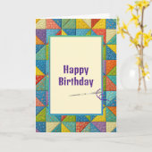 Birthday Colorful Pinwheel Quilt Design Kaart (Gele Bloem)