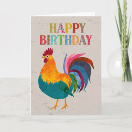 Birthday Colorful Rooster Kaart