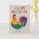 Birthday Colorful Rooster Kaart (Gele Bloem)